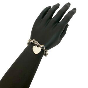 TIFFANY Authentic Silver Heart Charm Bracelet